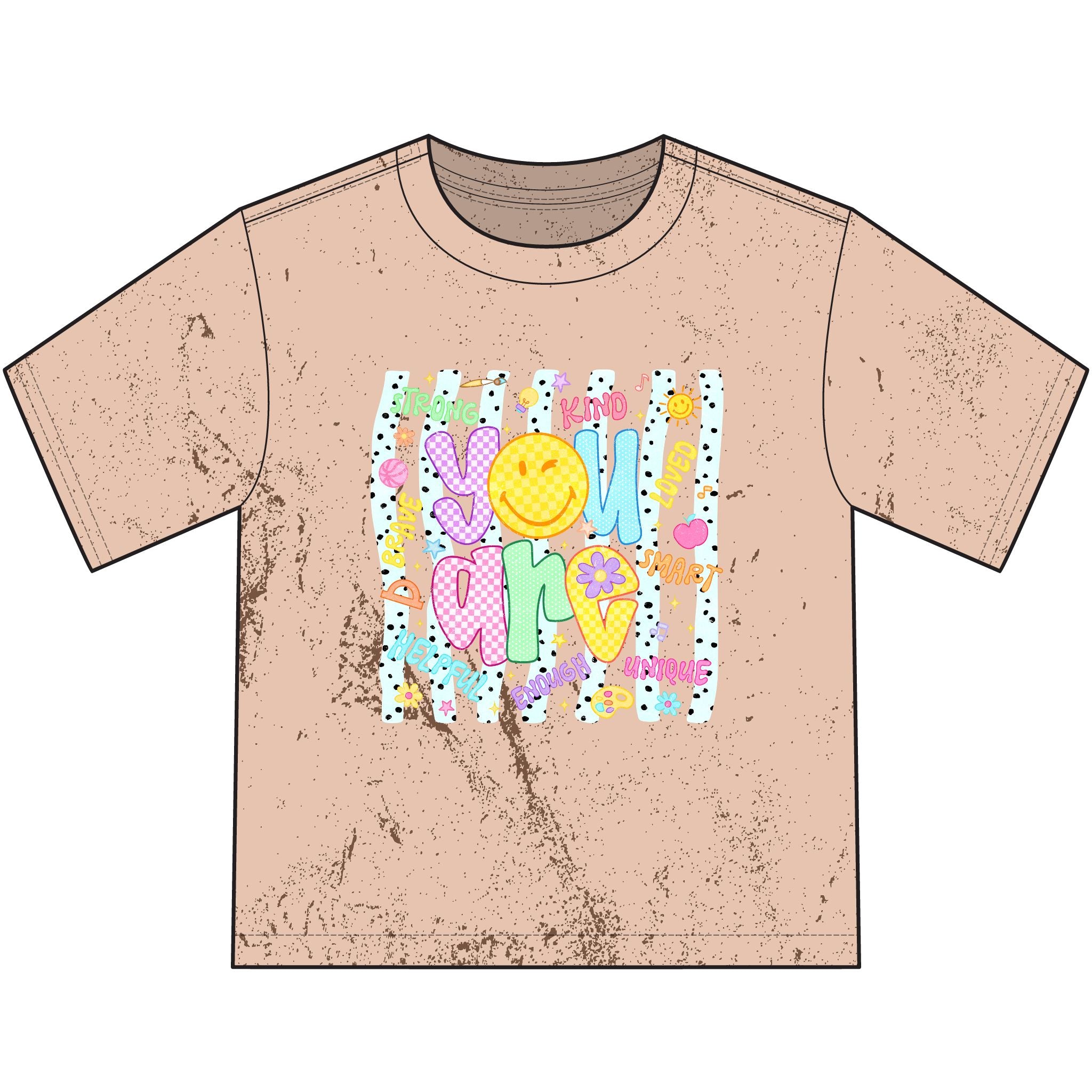 Youth T-Shirt "Be Kind" Color Blast Graphic Tee – Retro Smile & Flowers