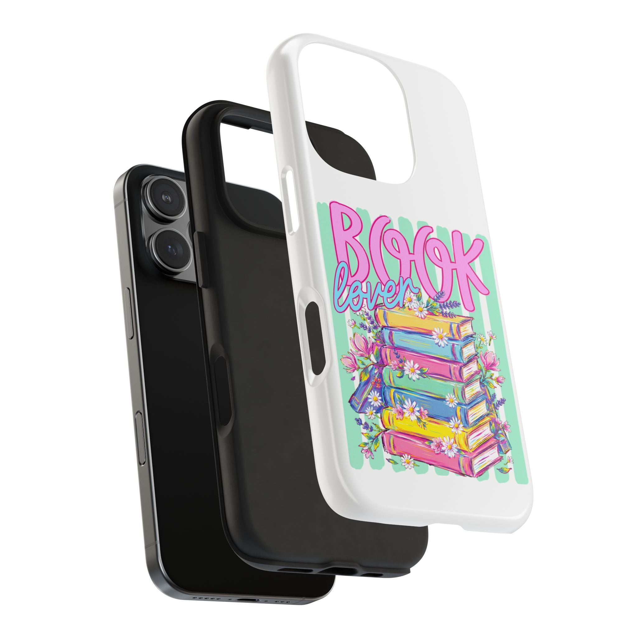Book Lover Tough Phone Case — Colorful Stack of Books Floral Design