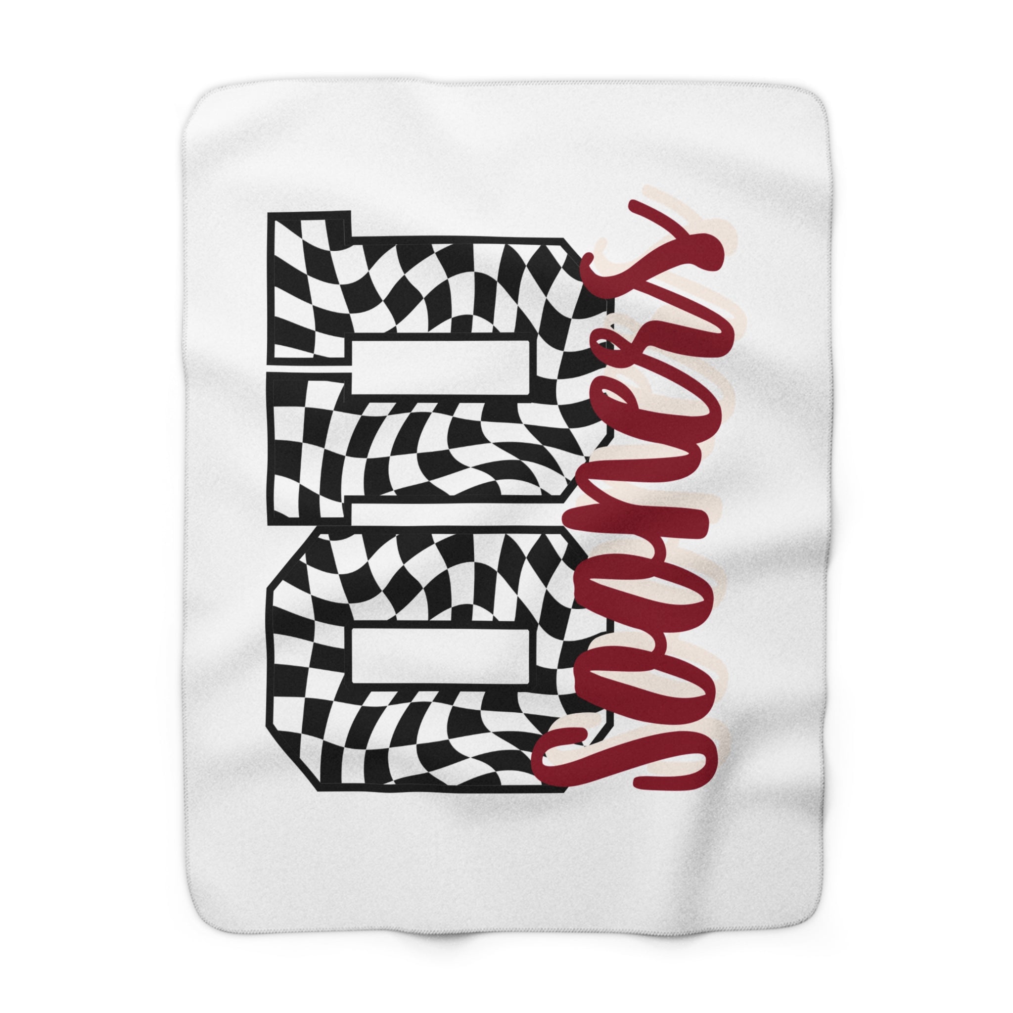 Sherpa Fleece Blanket — '00s Sooner Design (Checkered Number & Script)