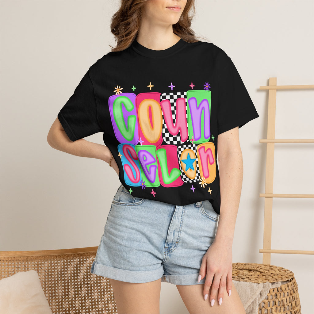 Counselor Graphic T-Shirt — Retro Colorful 'Counselor' Camp & Summer Staff Tee
