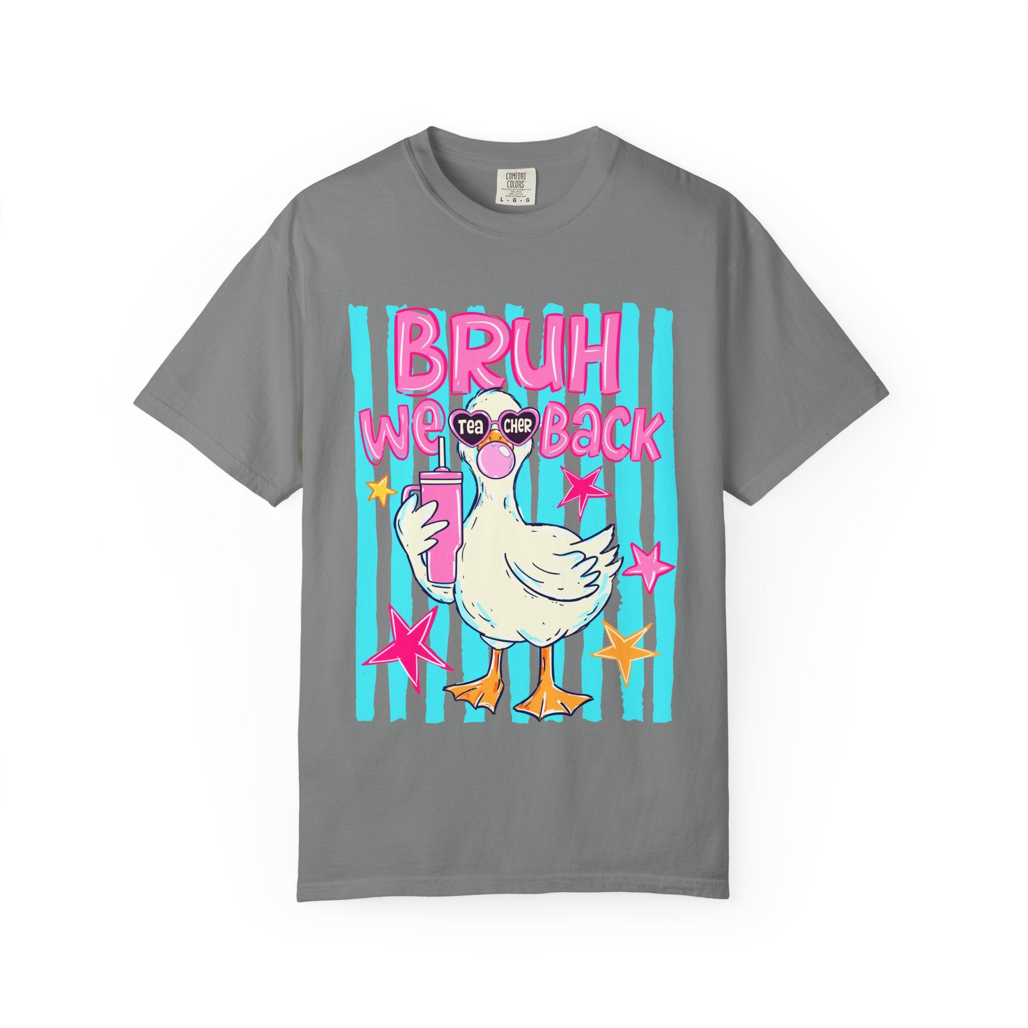 T‑Shirt — 'Bruh We Back' Duck Graphic Tee (Retro Pastel Streetwear)