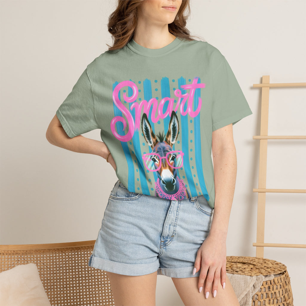 Smart Donkey Graphic T-Shirt — Retro Striped Funny Animal Tee