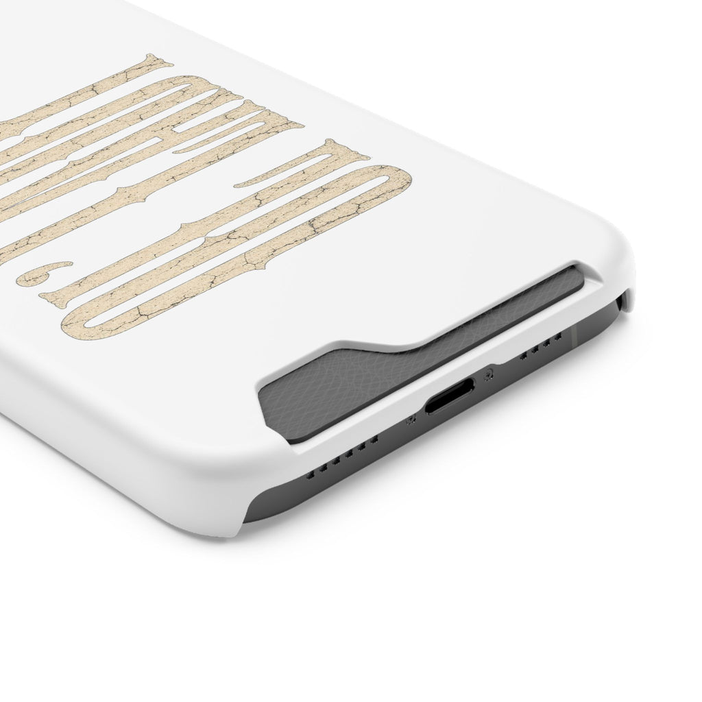Card Holder Phone Case — Vintage Beige 'Old Soul' Typography