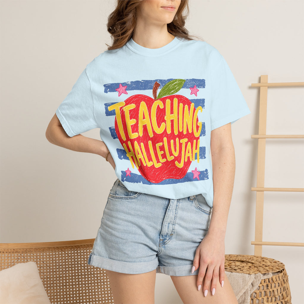 Teaching Hallelujah Teacher T-Shirt — Apple Graphic Back-to-School Gift