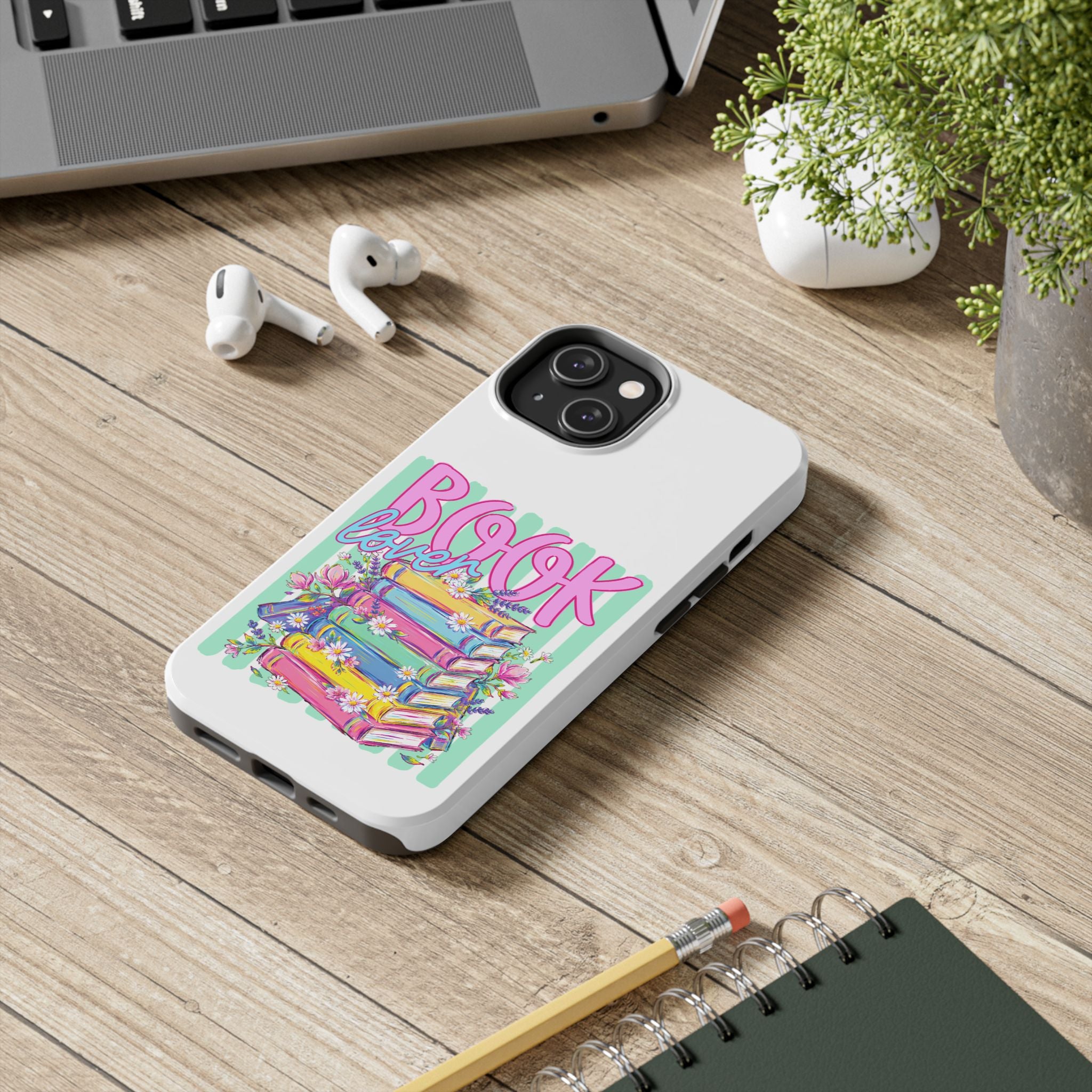 Book Lover Tough Phone Case — Colorful Stack of Books Floral Design