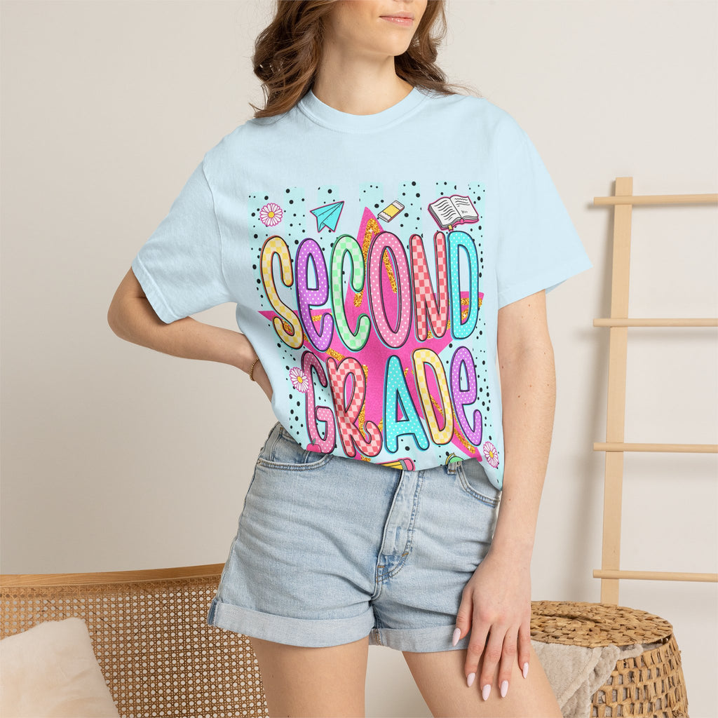 Second Grade T-Shirt — Cute Colorful School Tee for Teachers & Students