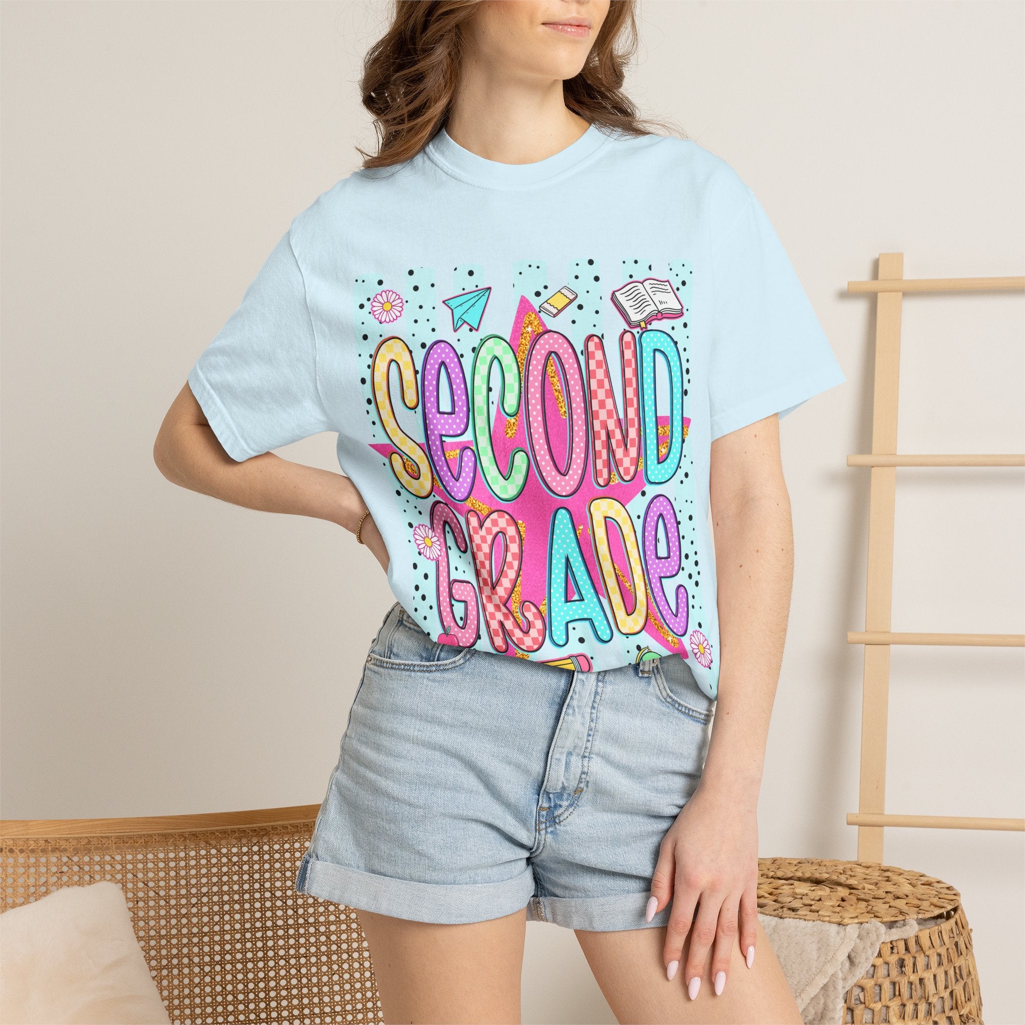 Second Grade T-Shirt — Cute Colorful School Tee for Teachers & Students