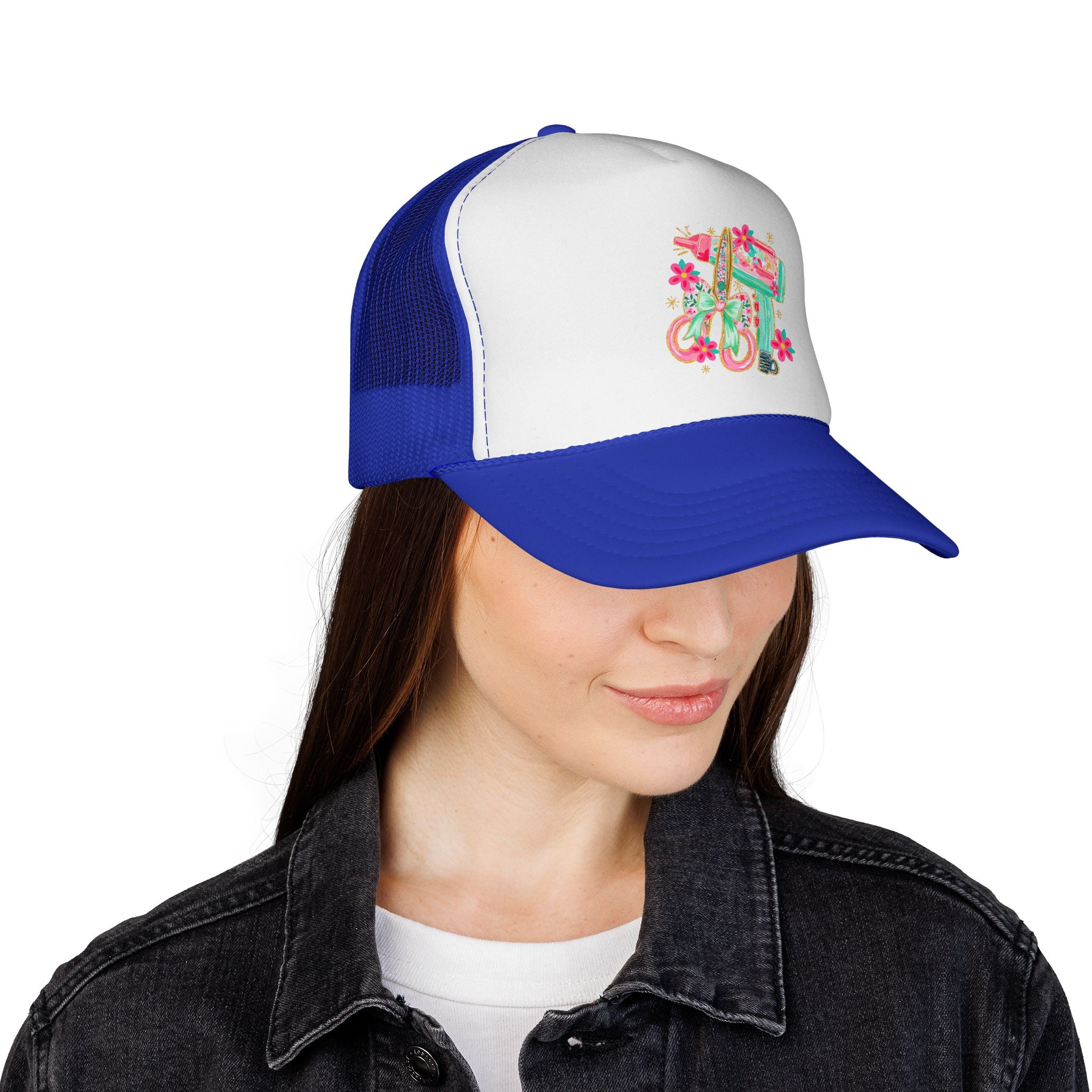 Trucker Cap — Floral Surfboard & Vintage Van Design