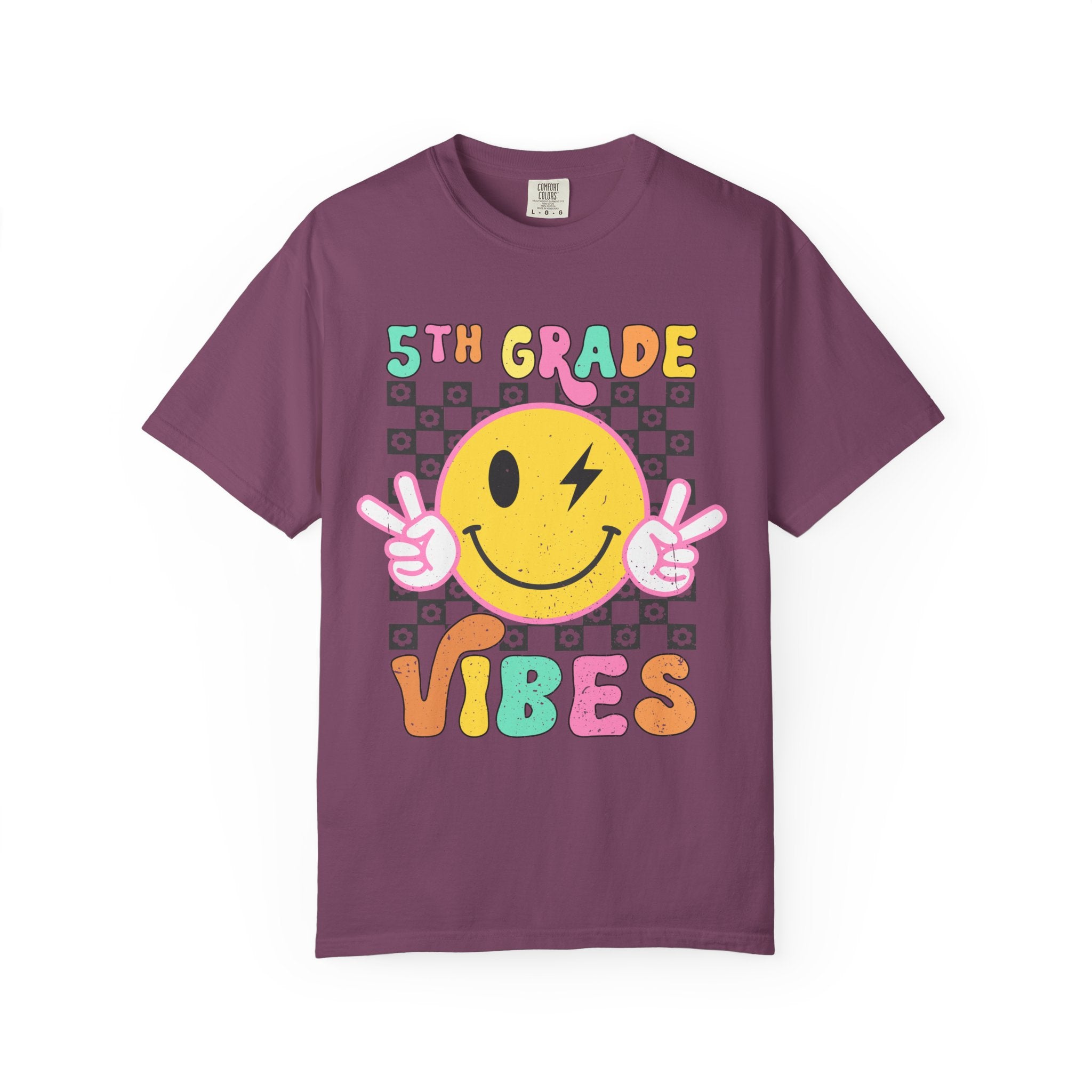 5th Grade Vibes T-Shirt — Retro Smiley Peace School Tee