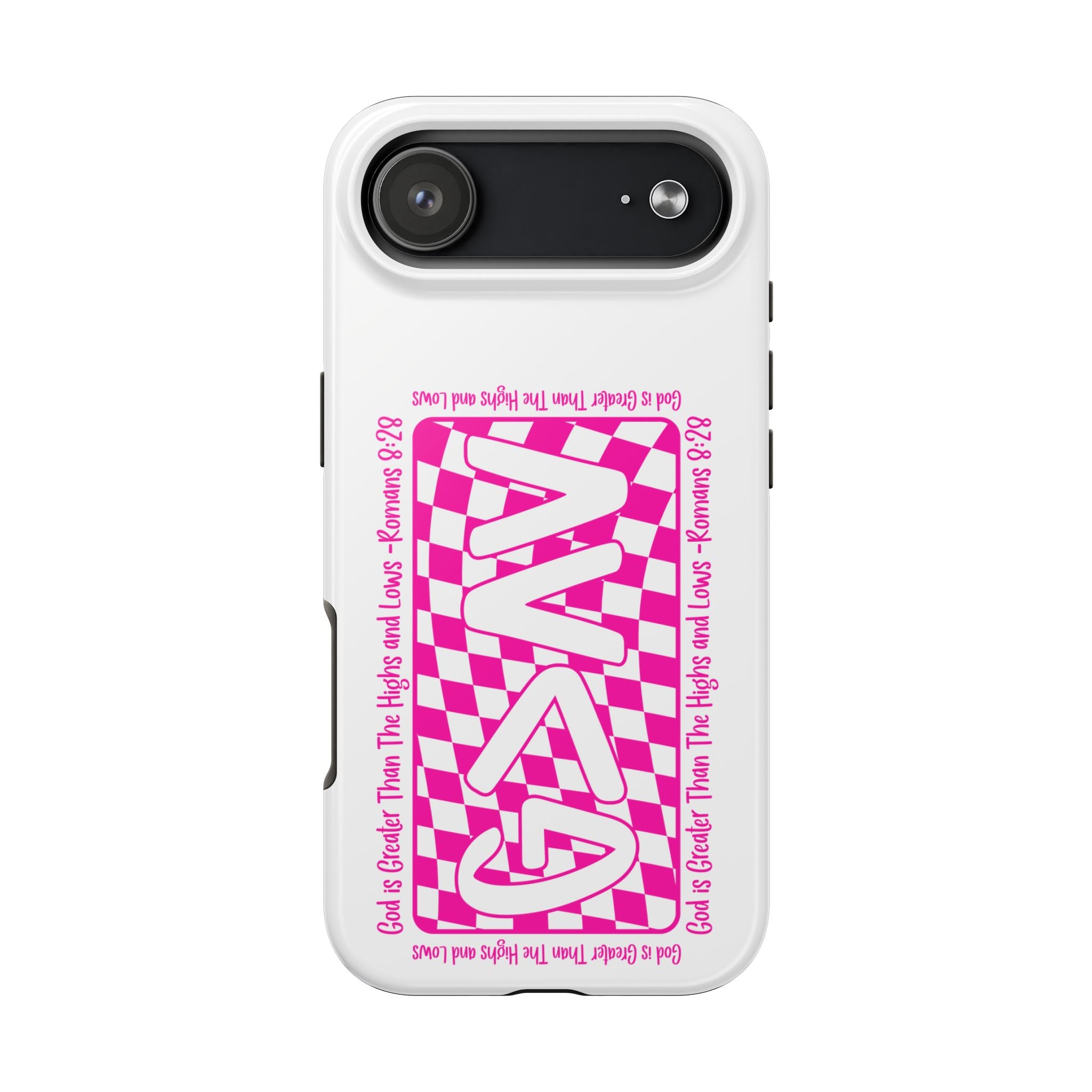 Pink Checker 'GAY' Tough Phone Case — Bold Pride Protective Cover
