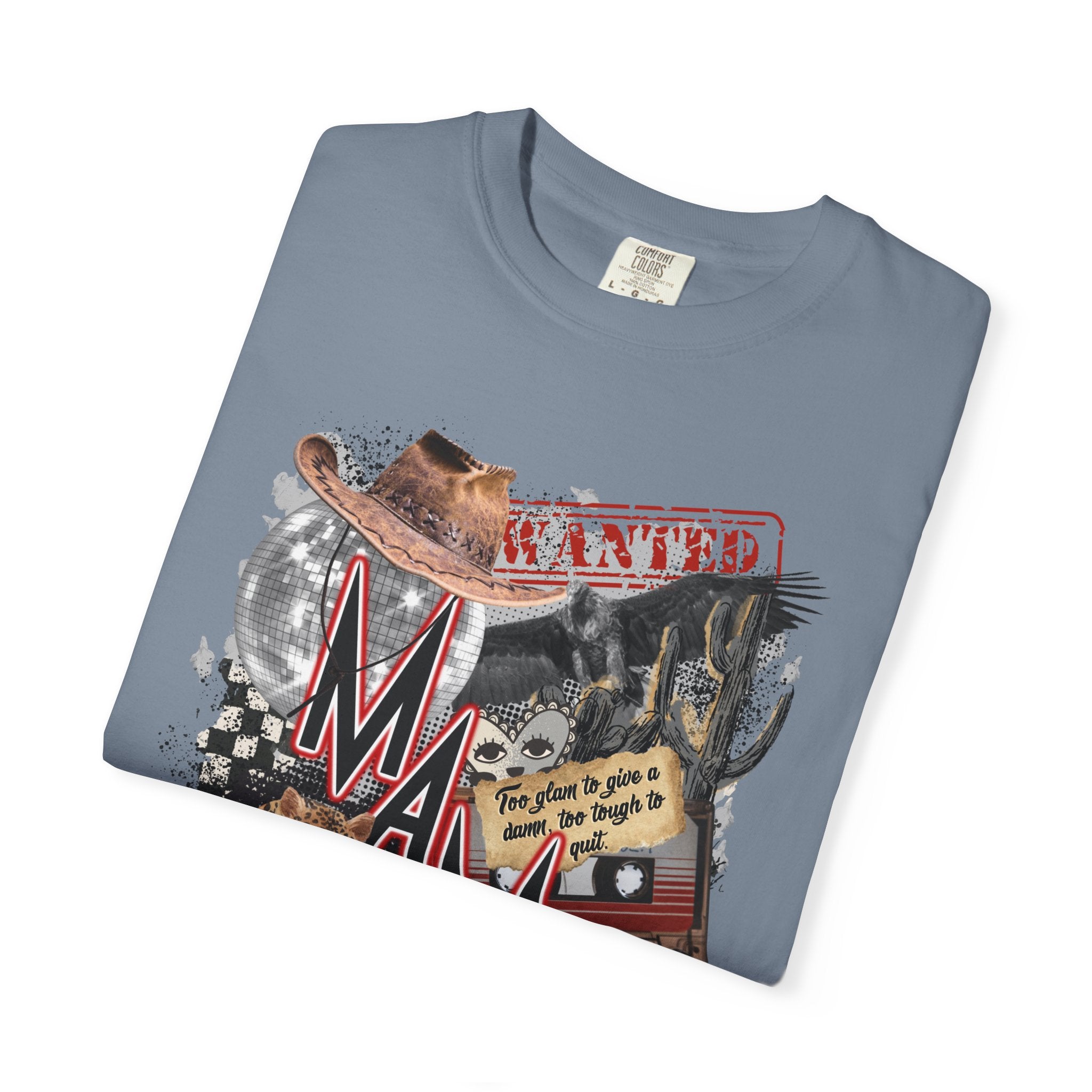 Mama Collage Graphic T-Shirt – Vintage Cowboy, Floral & Retro Icons