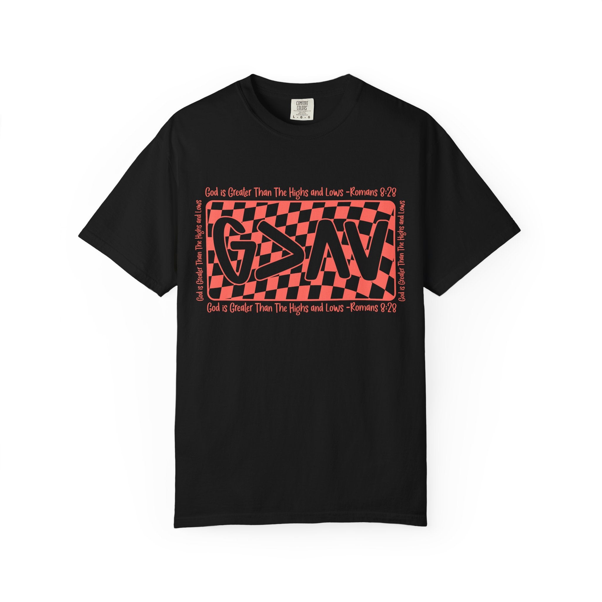 Grateful Dead Vibes Checkerboard Graphic T‑Shirt — 'G?AV' Retro Band Tee