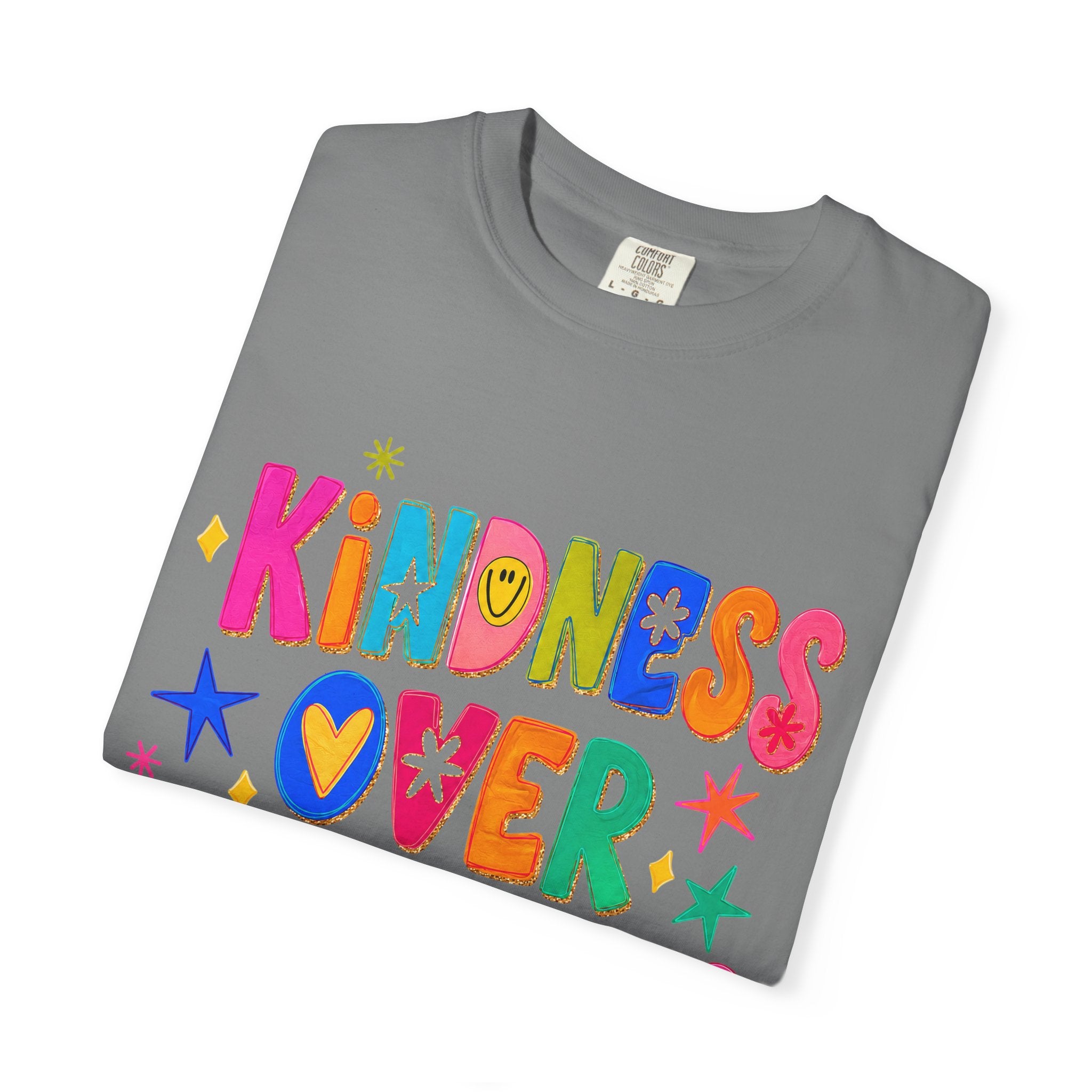 Kindness Over Coolness Graphic T-Shirt — Colorful Positive Message Tee