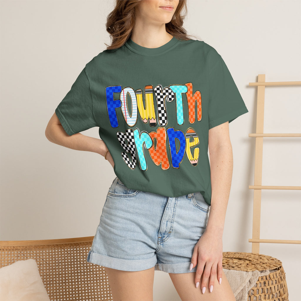 Fourth Grade T-Shirt — Colorful Retro Lettering Tee for Kids
