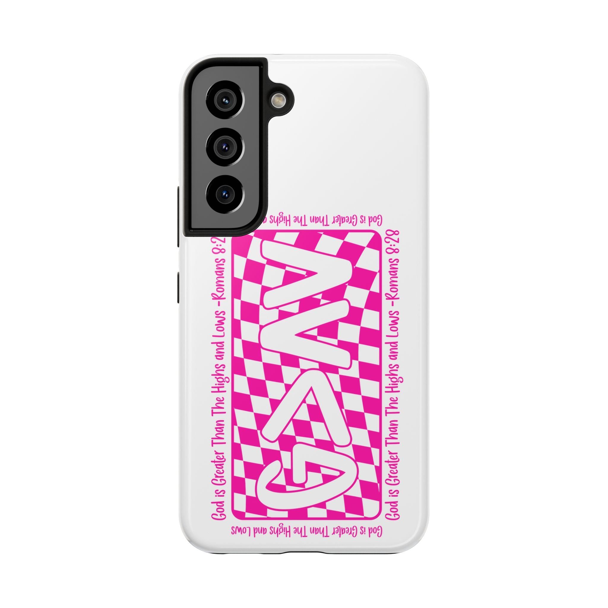 Pink Checker 'GAY' Tough Phone Case — Bold Pride Protective Cover