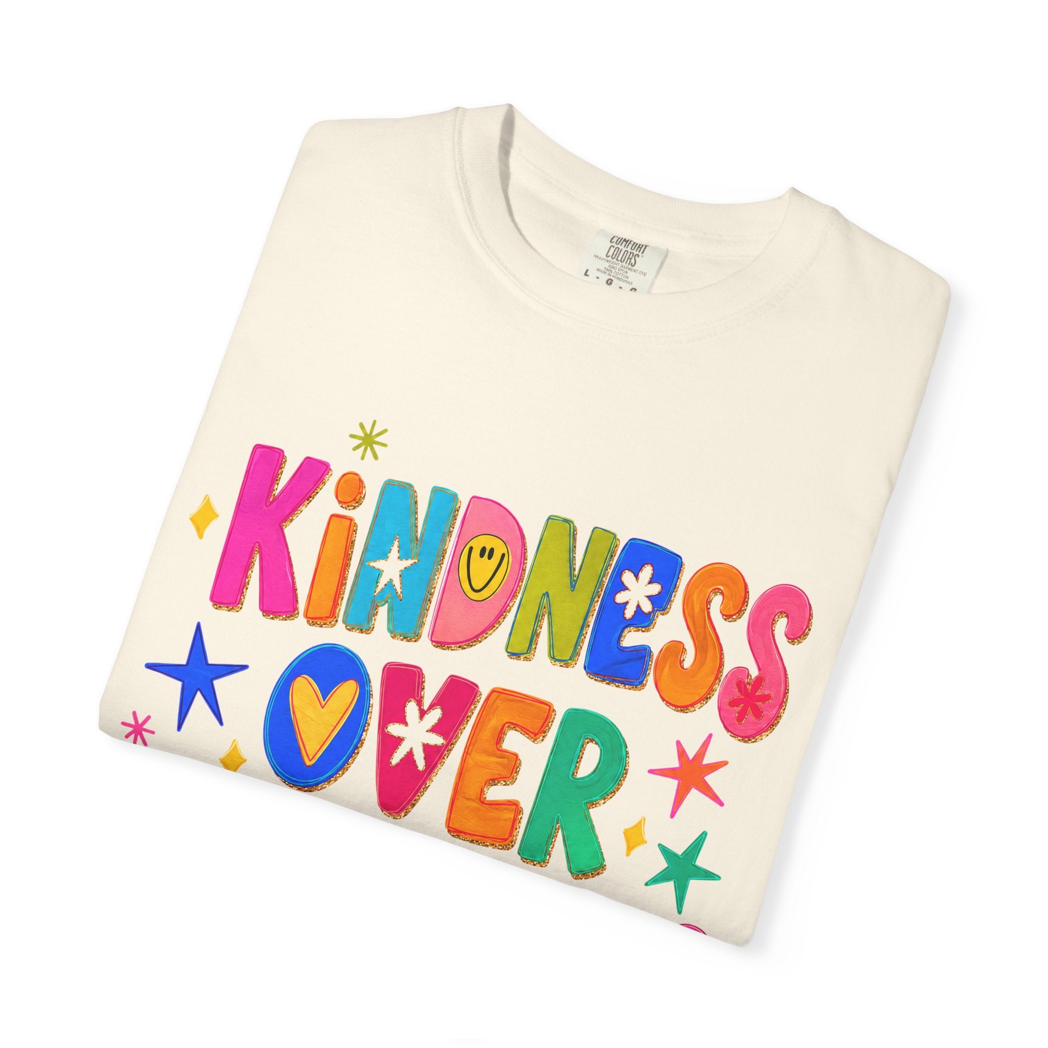 Kindness Over Coolness Graphic T-Shirt — Colorful Positive Message Tee