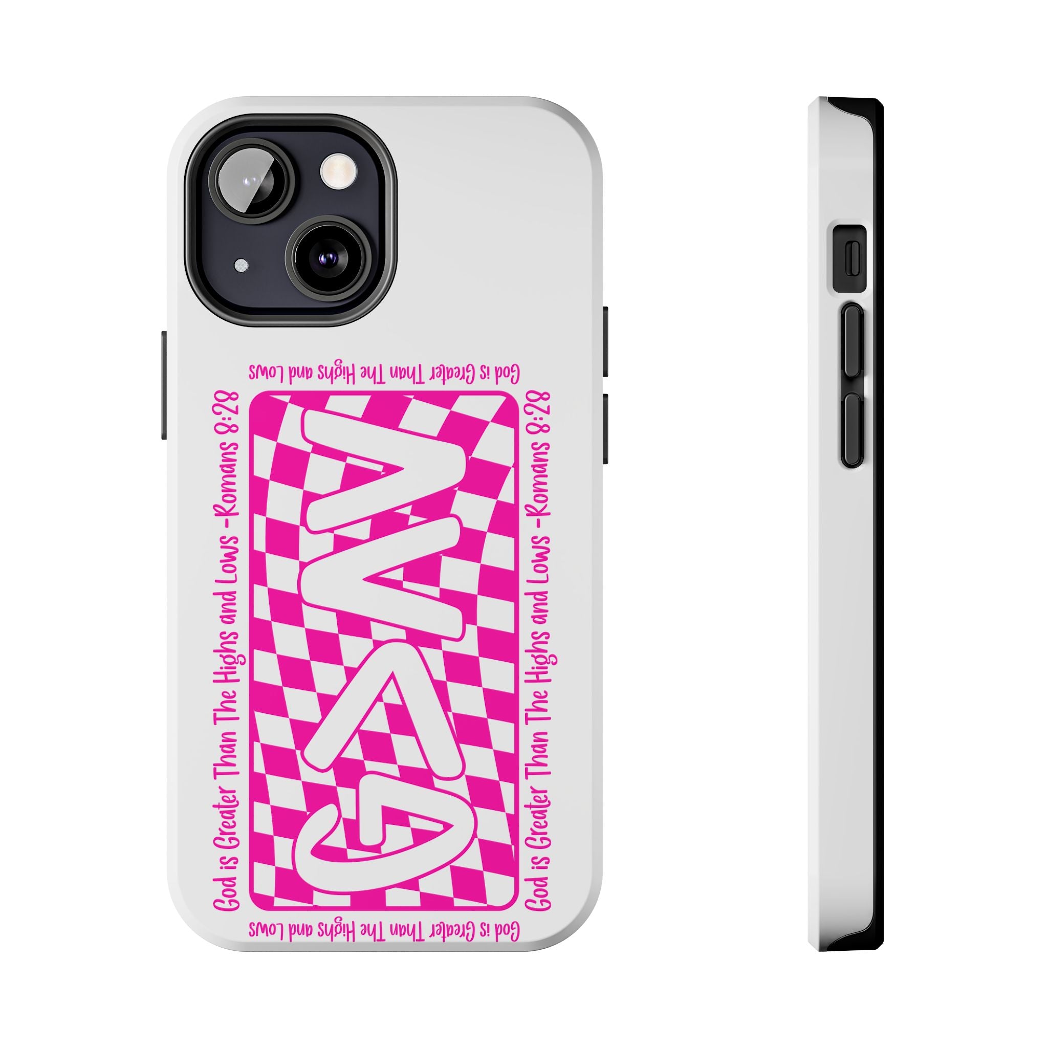 Pink Checker 'GAY' Tough Phone Case — Bold Pride Protective Cover