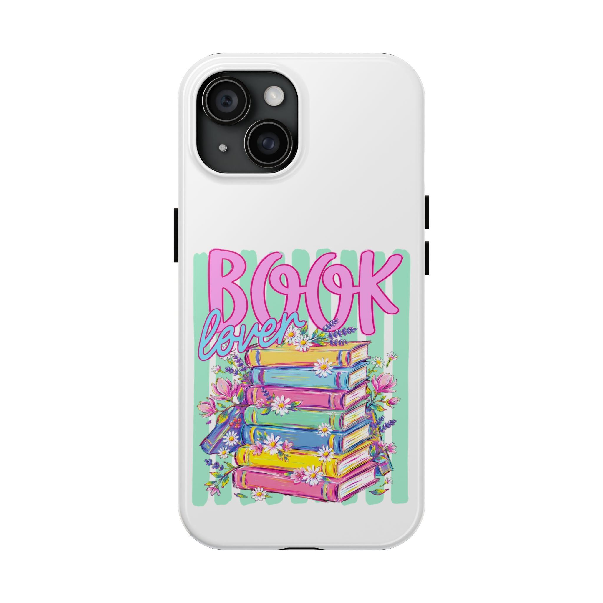 Book Lover Tough Phone Case — Colorful Stack of Books Floral Design
