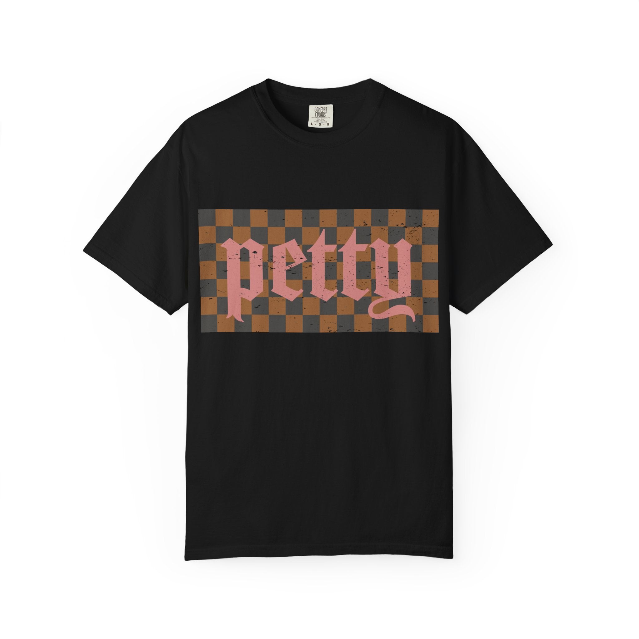 Pretty Checkerboard T-Shirt — Vintage Gothic Script Graphic Tee