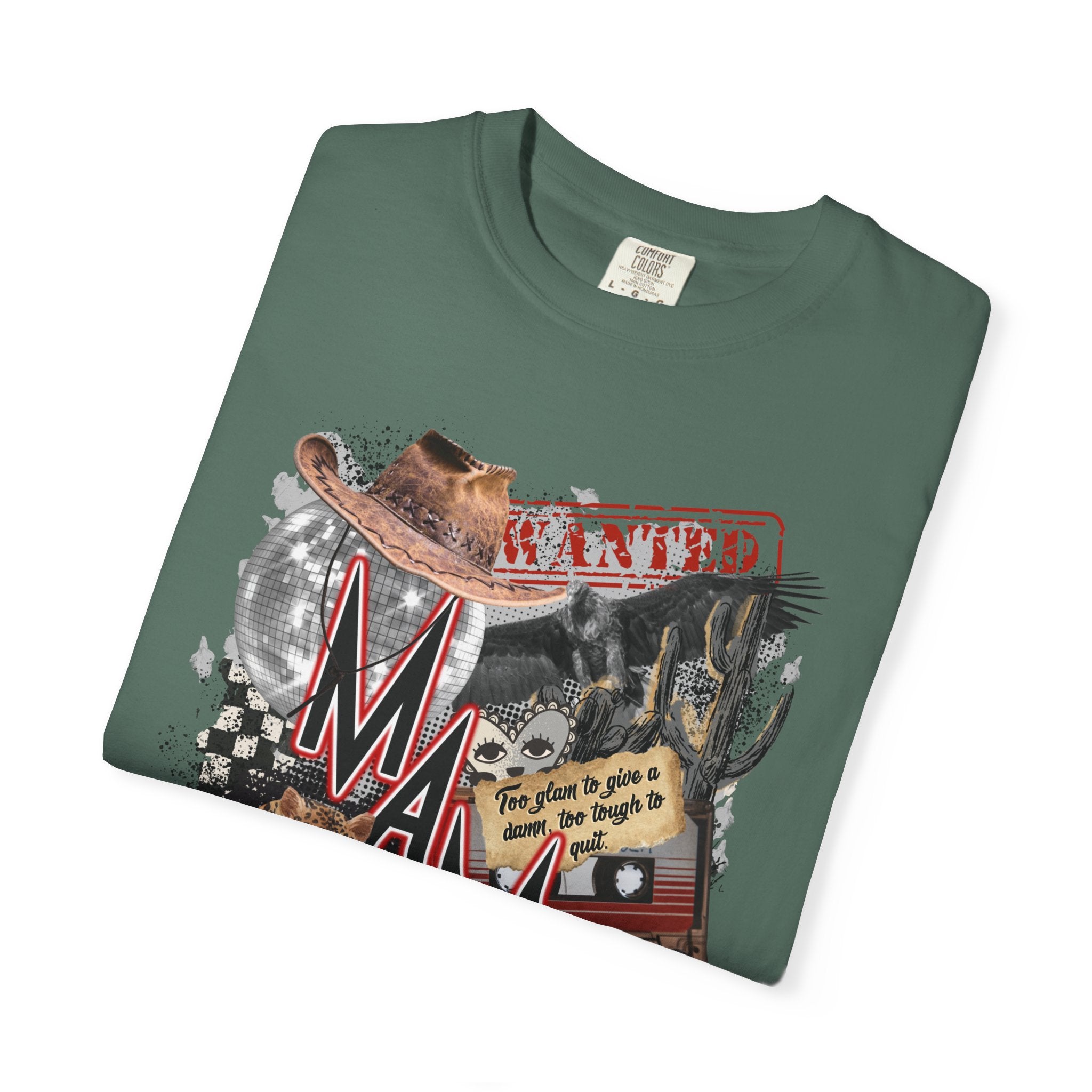 Mama Collage Graphic T-Shirt – Vintage Cowboy, Floral & Retro Icons