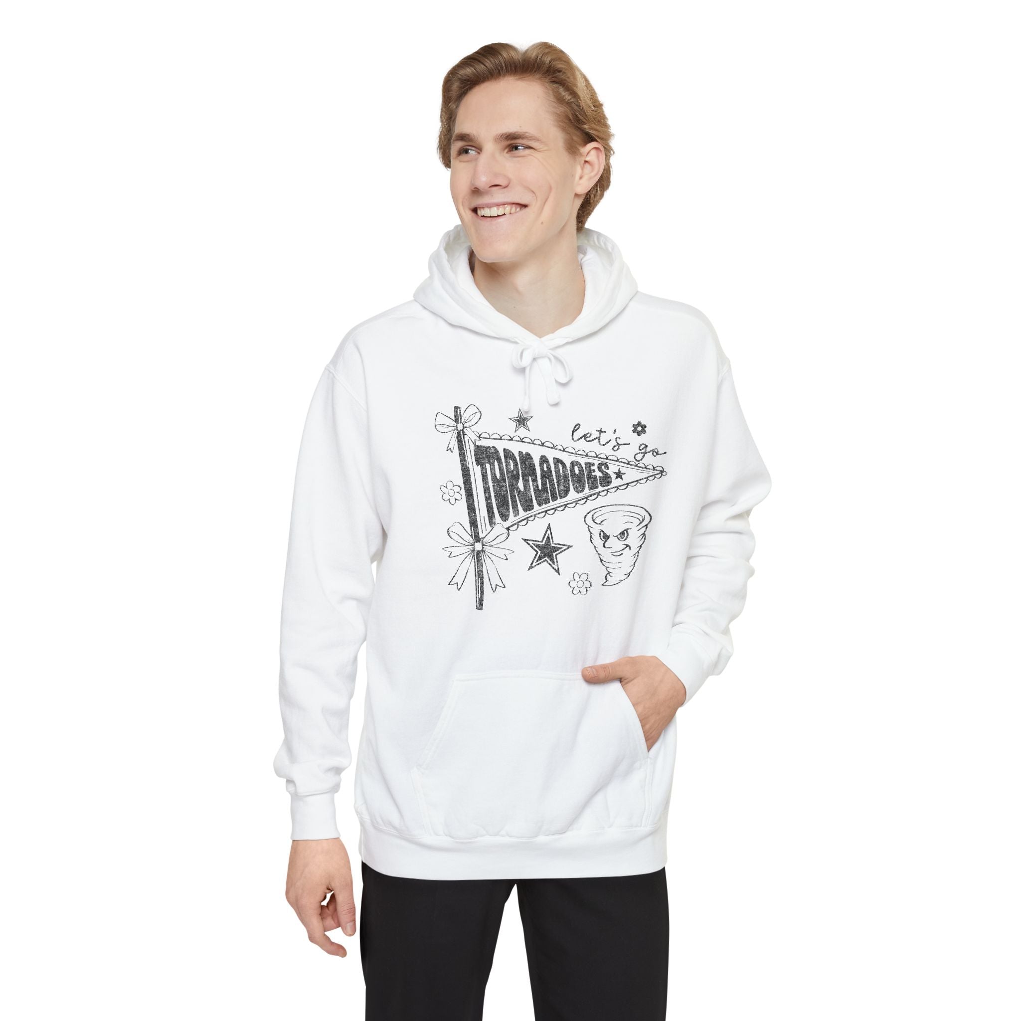 Tornadoes Graphic Hoodie — Retro Pennant Design with 'Let's Go' Text