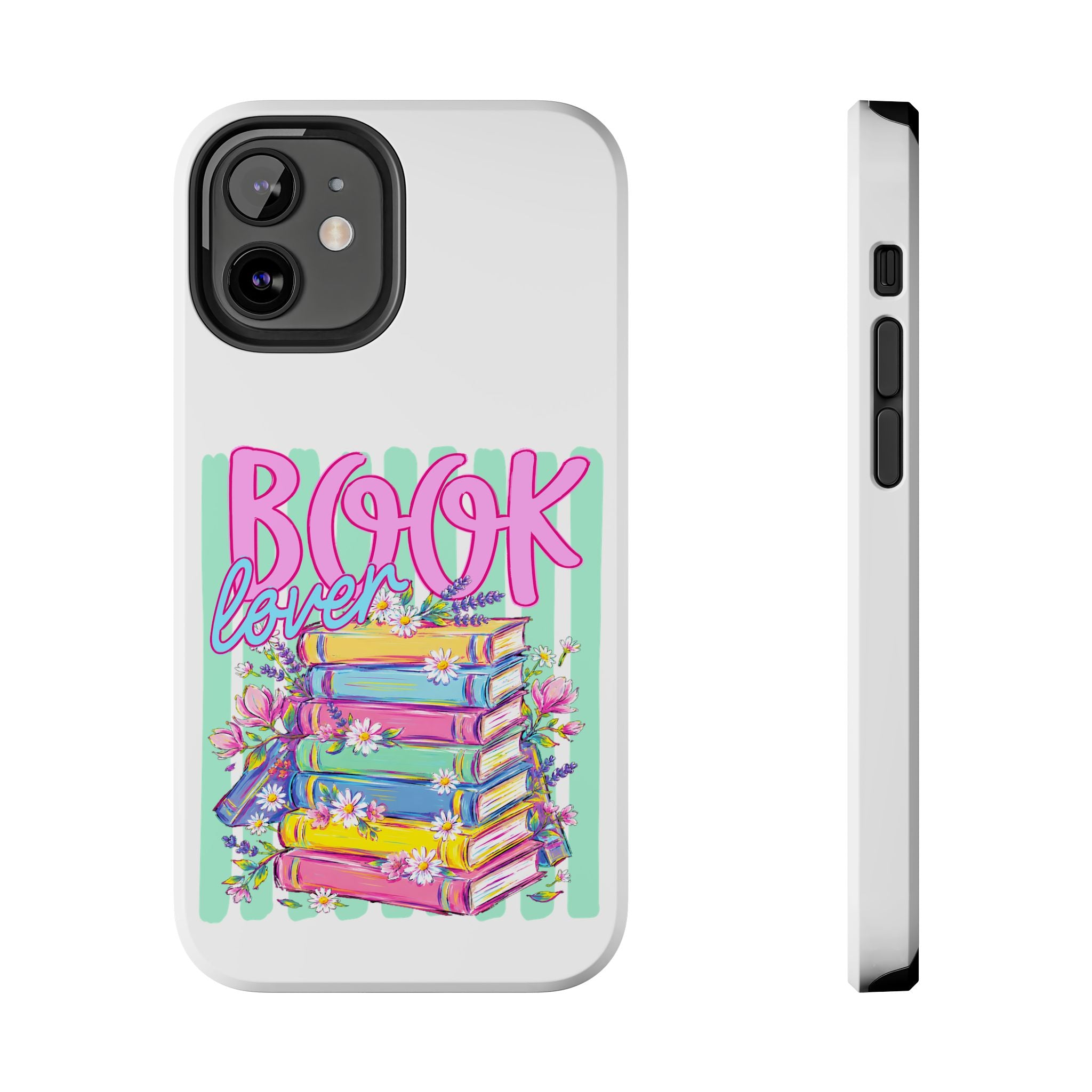 Book Lover Tough Phone Case — Colorful Stack of Books Floral Design