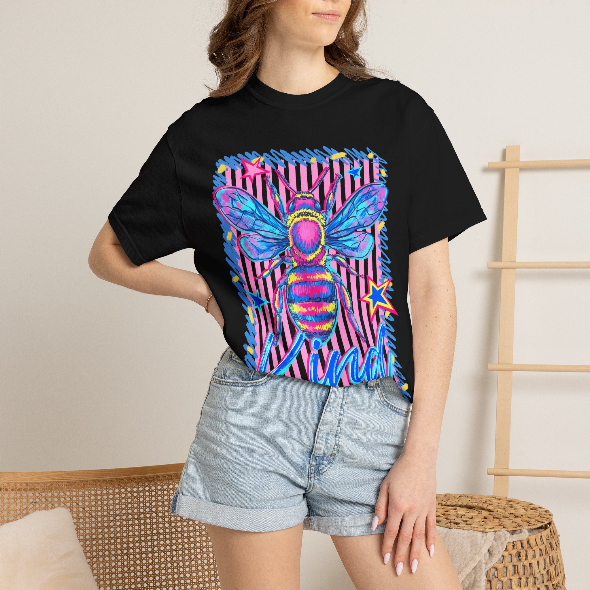 Kind Bee T-Shirt — Colorful Psychedelic Bee Graphic Tee