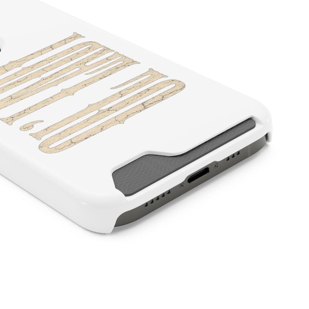 Card Holder Phone Case — Vintage Beige 'Old Soul' Typography