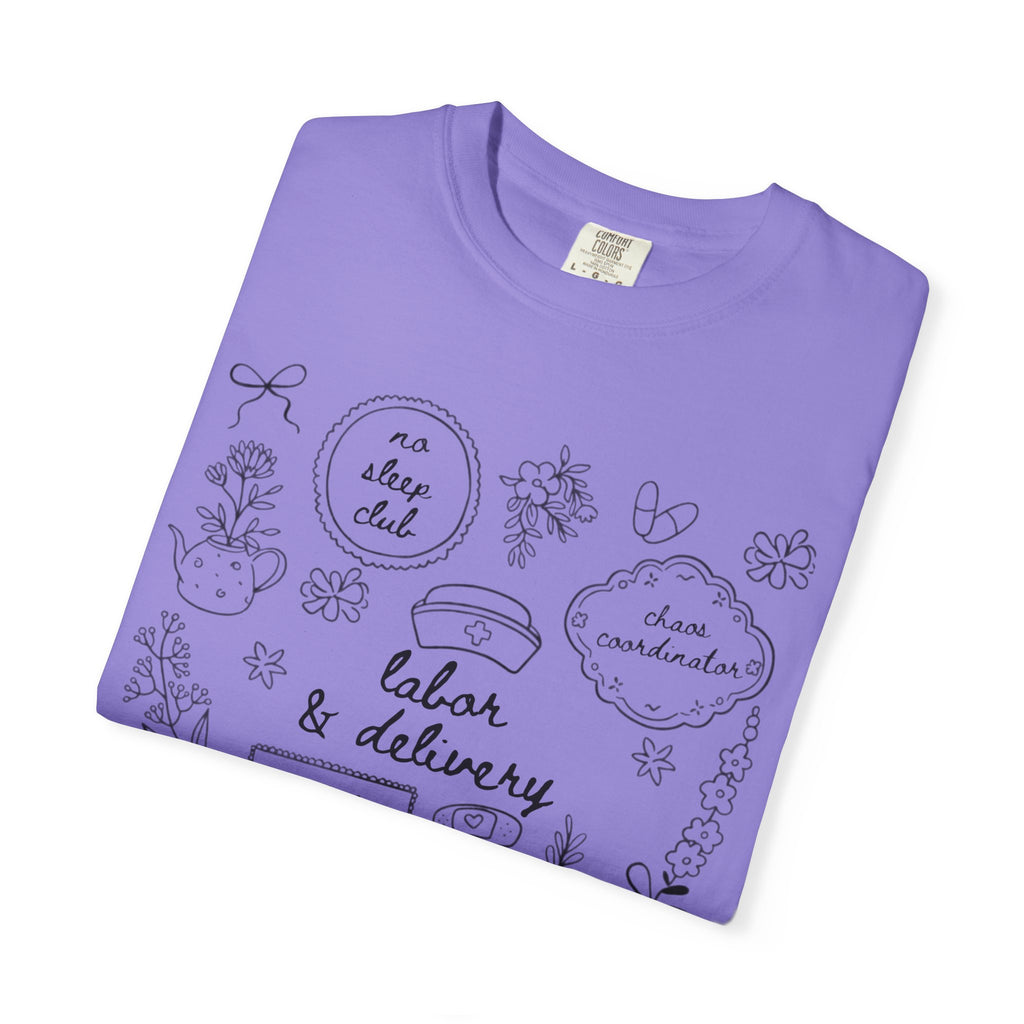 Nurse & Delivery Doodles T-Shirt — Hand-Drawn Medical Appreciation Tee