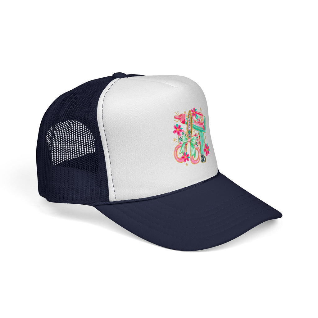 Trucker Cap — Floral Surfboard & Vintage Van Design
