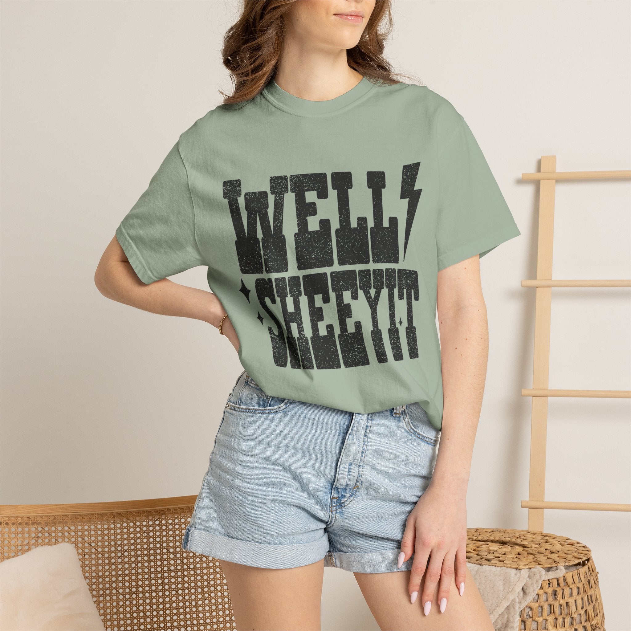 Well Sheeyit T-Shirt — Rustic Vintage Graphic Tee with Lightning Bolt