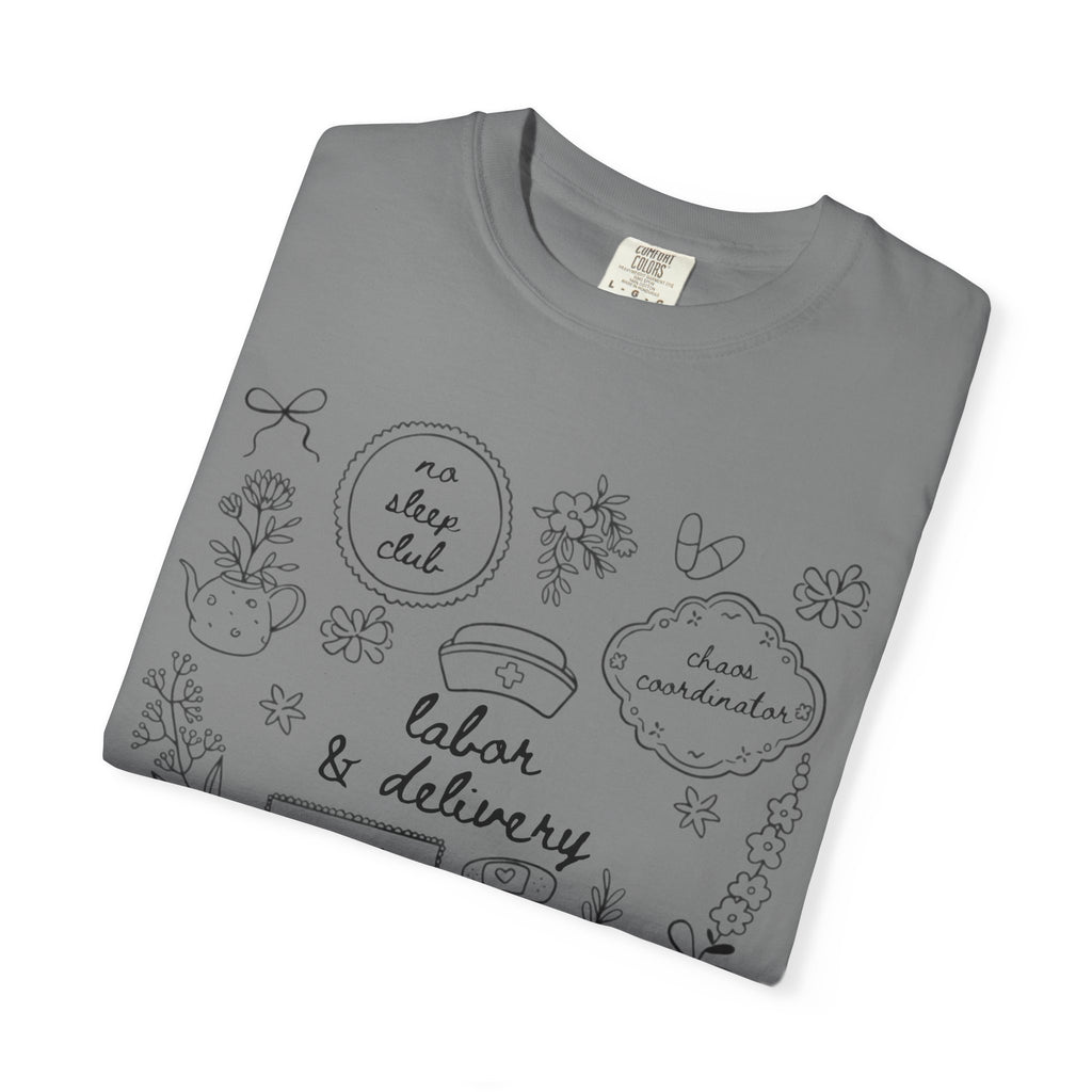 Nurse & Delivery Doodles T-Shirt — Hand-Drawn Medical Appreciation Tee