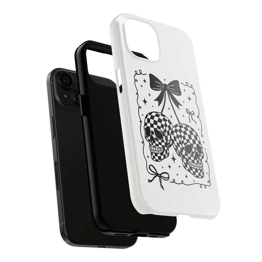 Skull Bow Phone Case - Checkerboard Gothic Tough Phone Case