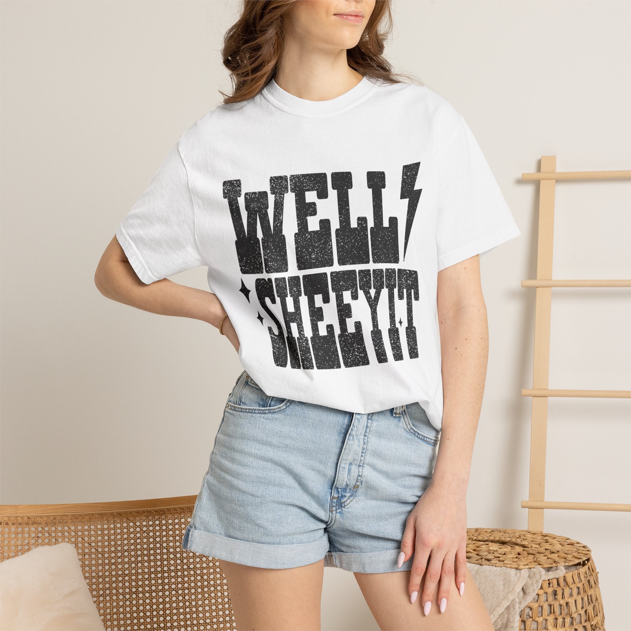 Well Sheeyit T-Shirt — Rustic Vintage Graphic Tee with Lightning Bolt