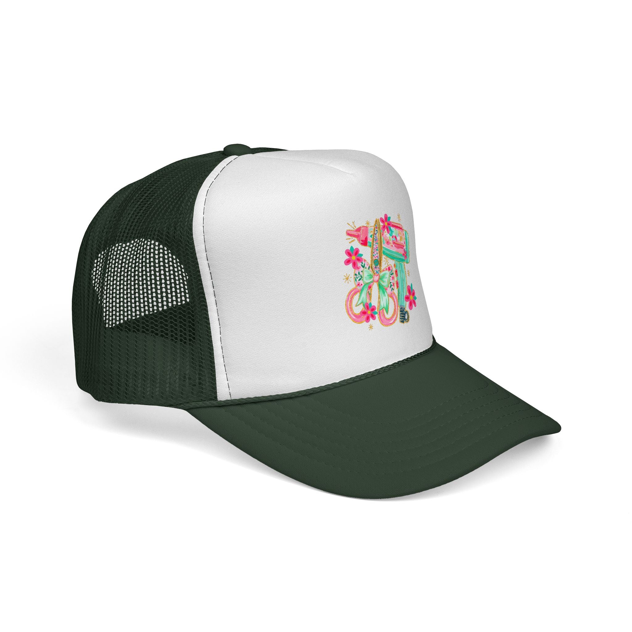 Trucker Cap — Floral Surfboard & Vintage Van Design