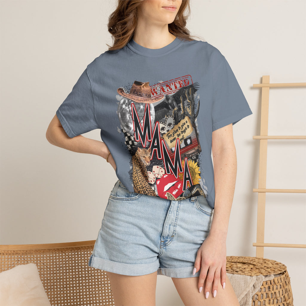 Mama Collage Graphic T-Shirt – Vintage Cowboy, Floral & Retro Icons