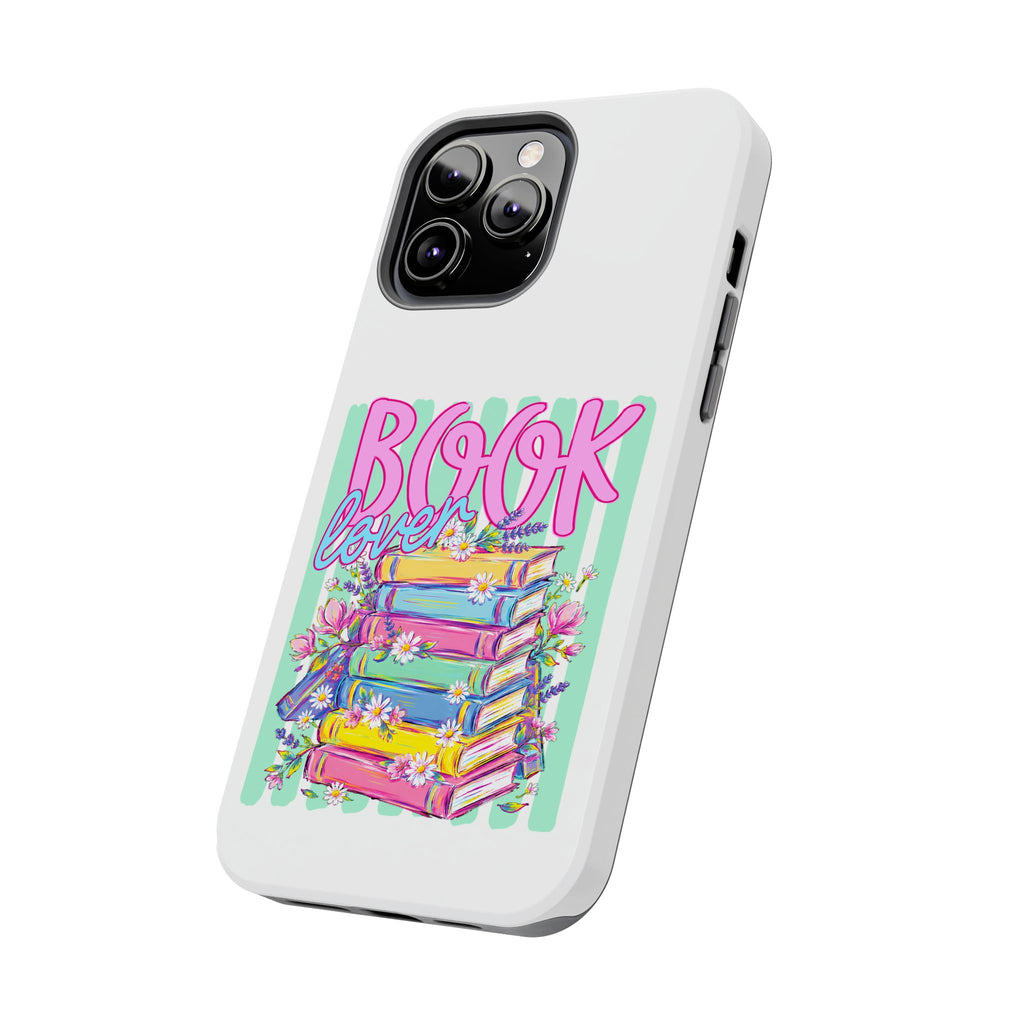 Book Lover Tough Phone Case — Colorful Stack of Books Floral Design