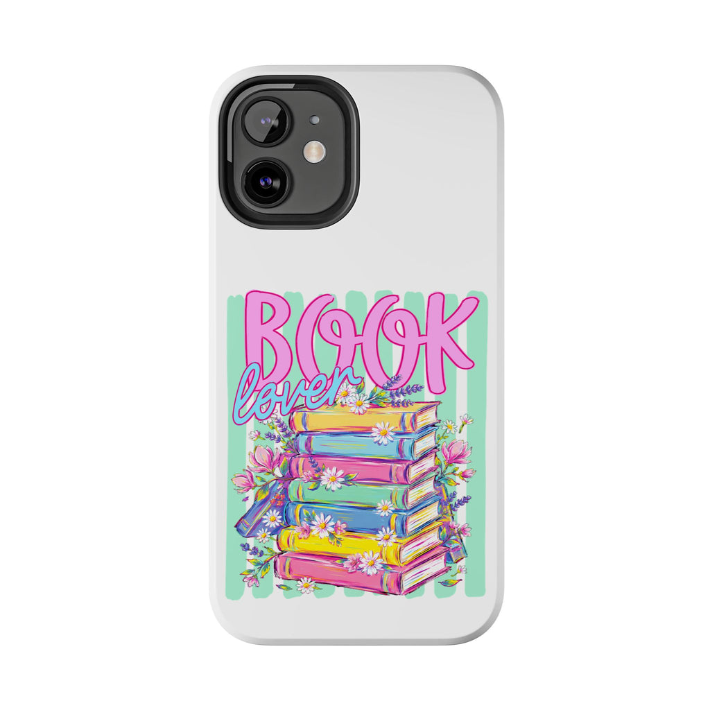 Book Lover Tough Phone Case — Colorful Stack of Books Floral Design