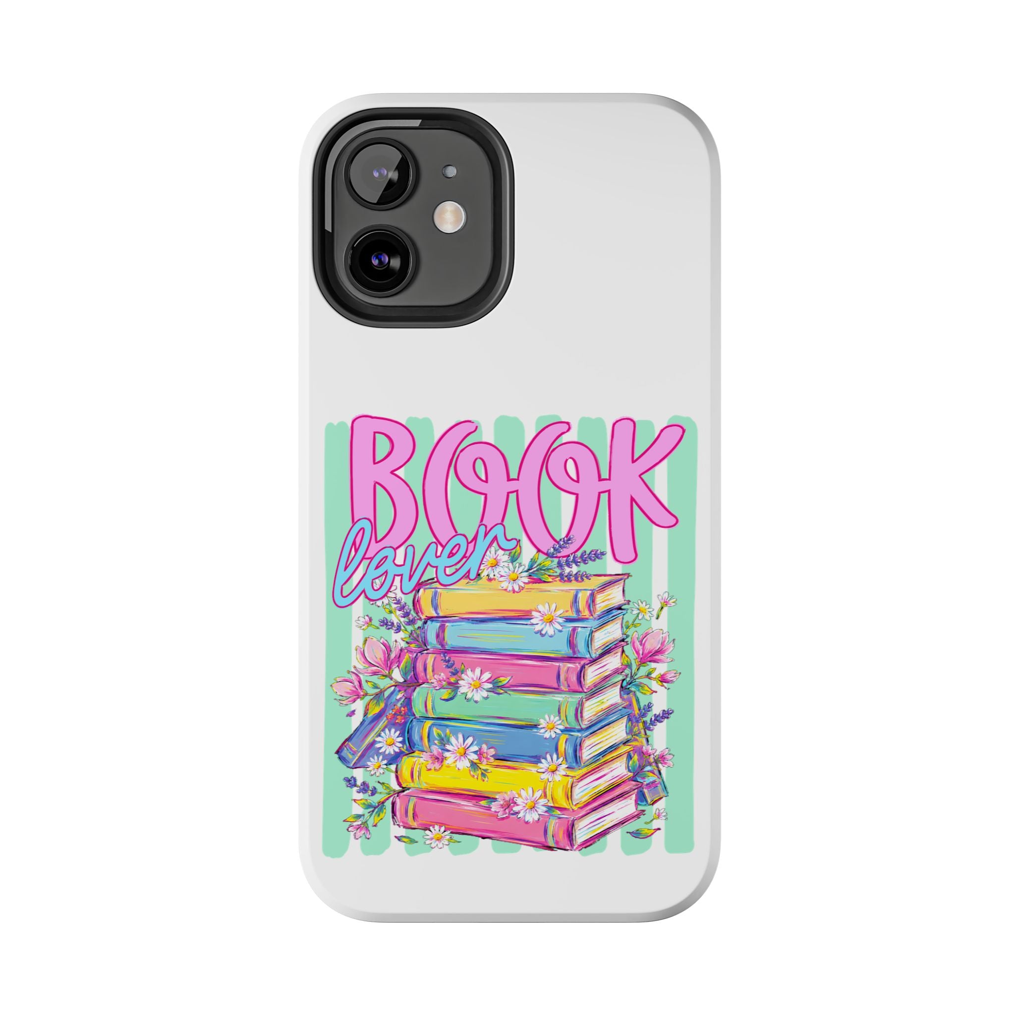 Book Lover Tough Phone Case — Colorful Stack of Books Floral Design