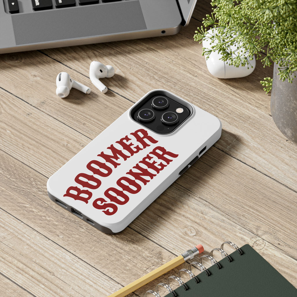Boomer Sooner Tough Phone Case — Oklahoma Crimson Retro Text Protective Cover