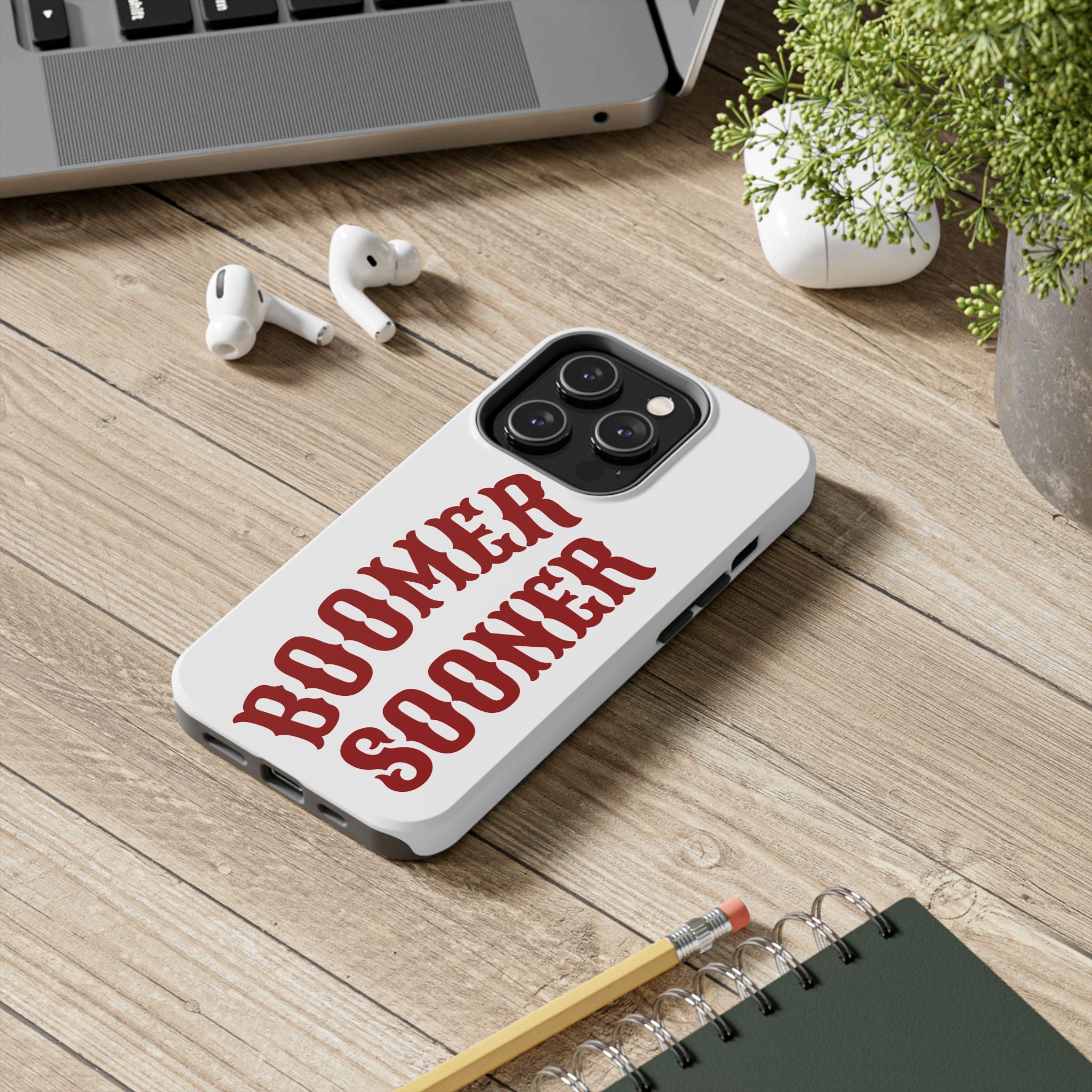 Boomer Sooner Tough Phone Case — Oklahoma Crimson Retro Text Protective Cover