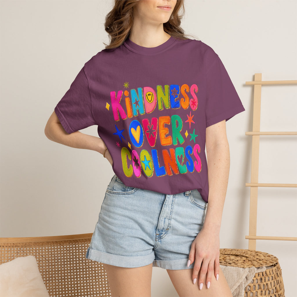 Kindness Over Coolness Graphic T-Shirt — Colorful Positive Message Tee