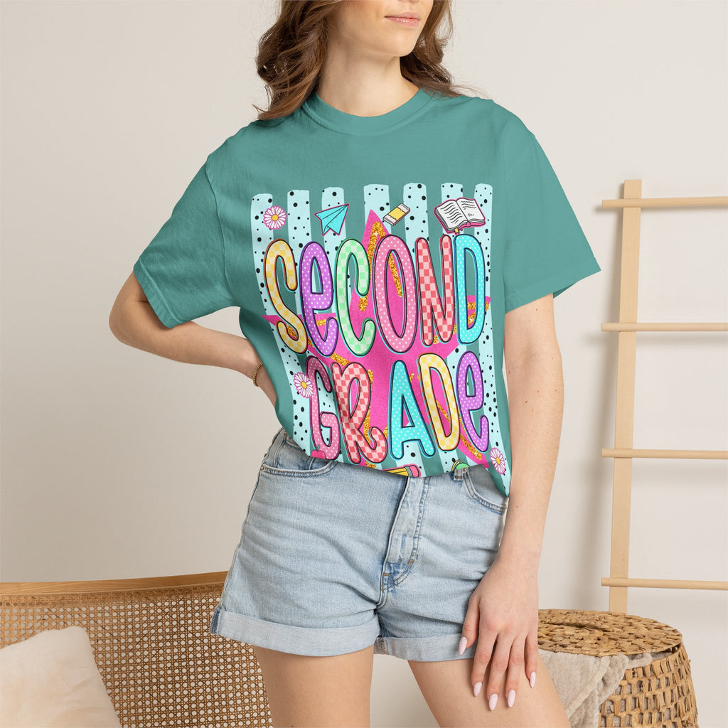 Second Grade T-Shirt — Cute Colorful School Tee for Teachers & Students