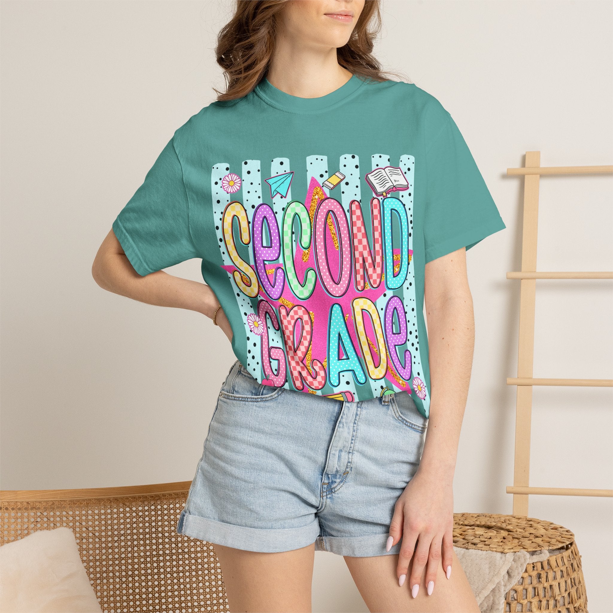 Second Grade T-Shirt — Cute Colorful School Tee for Teachers & Students