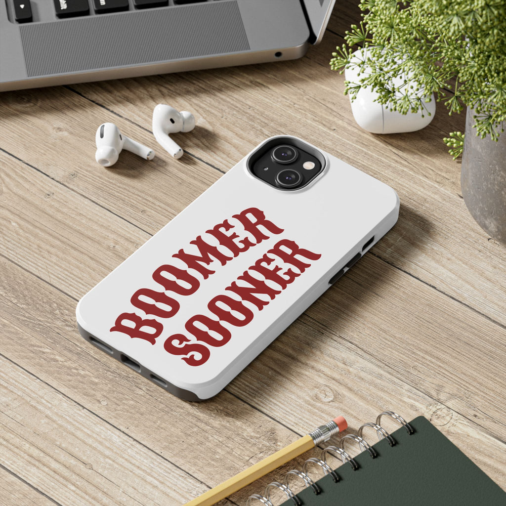 Boomer Sooner Tough Phone Case — Oklahoma Crimson Retro Text Protective Cover