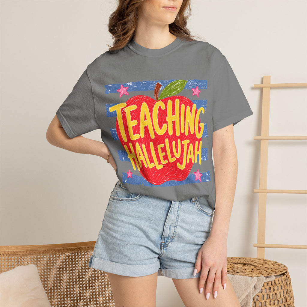 Teaching Hallelujah Teacher T-Shirt — Apple Graphic Back-to-School Gift