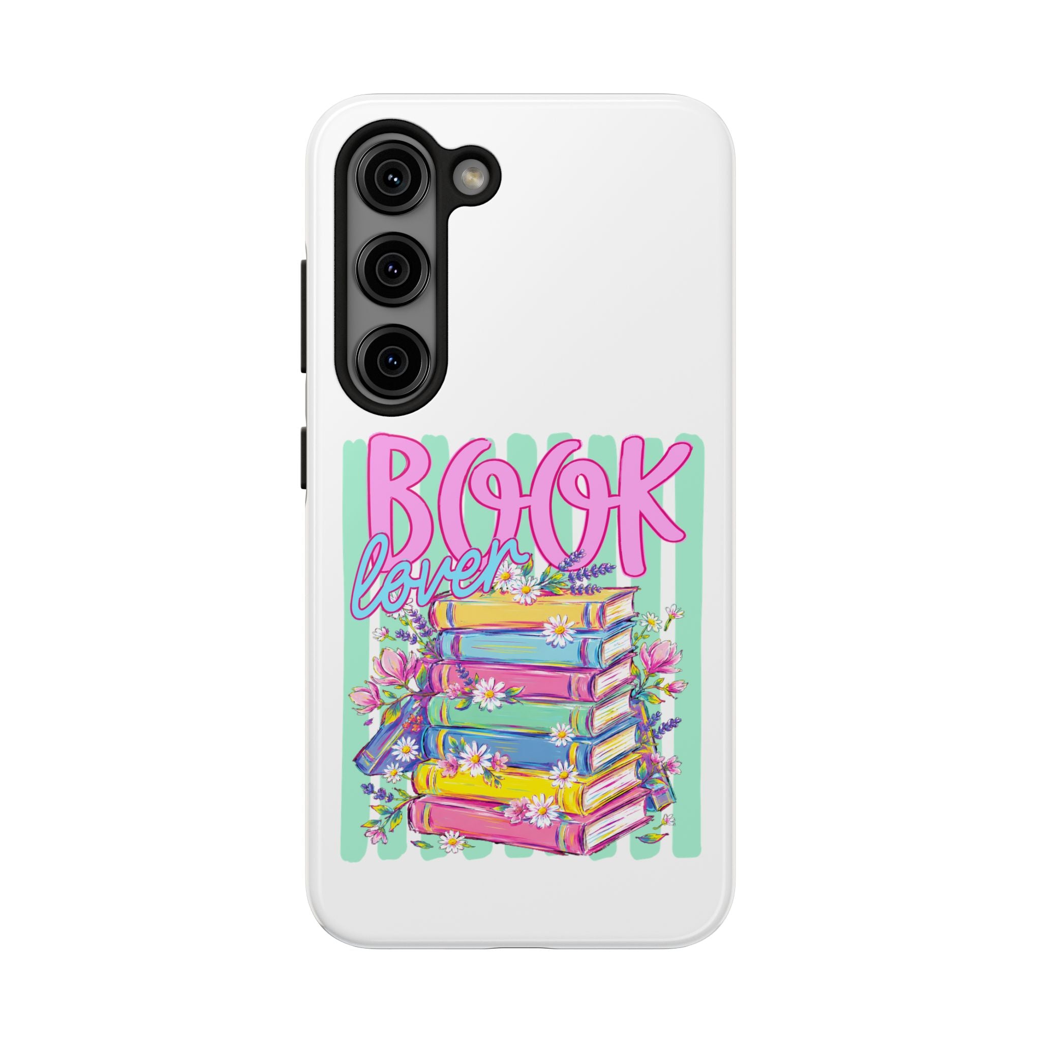 Book Lover Tough Phone Case — Colorful Stack of Books Floral Design