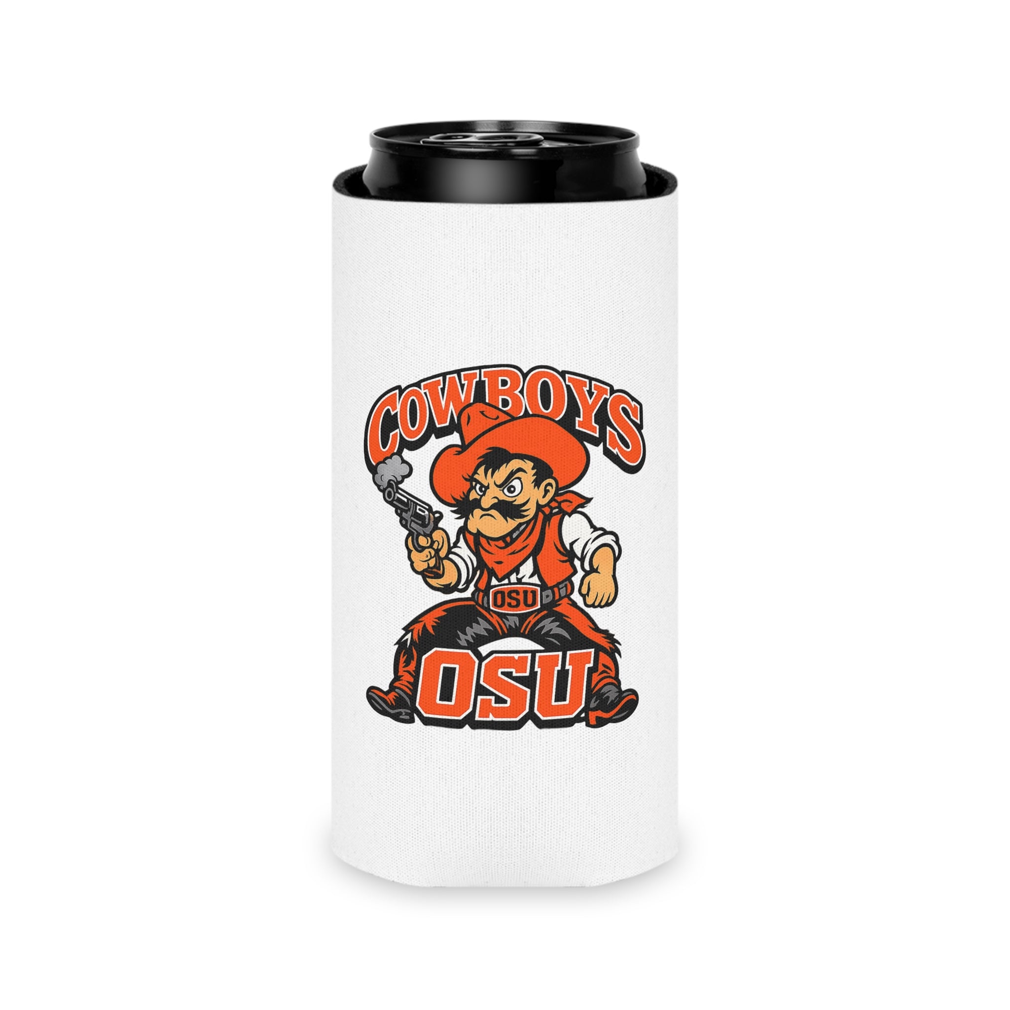 Cowboys OSU Can Cooler – Team Logo Beverage Koozie