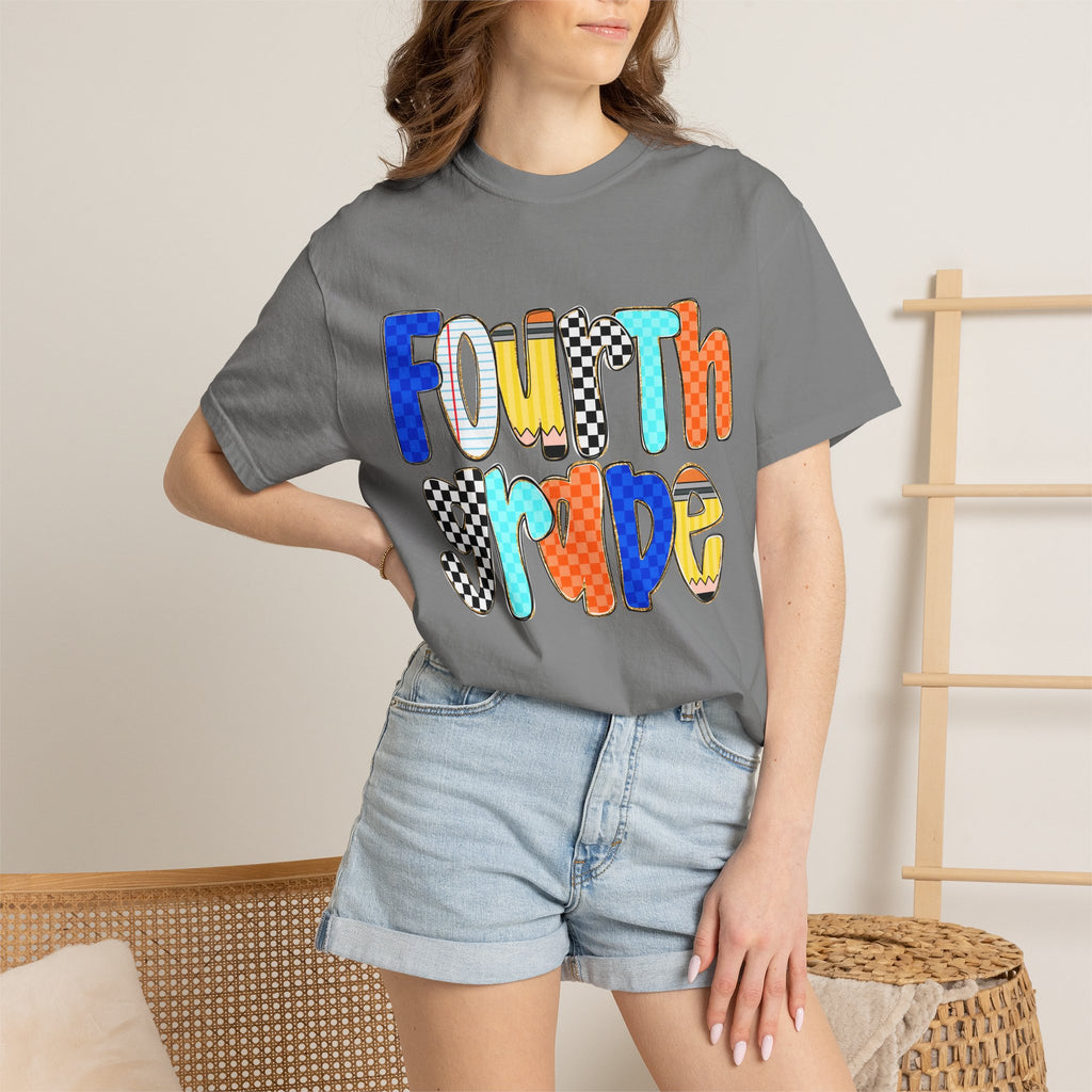 Fourth Grade T-Shirt — Colorful Retro Lettering Tee for Kids