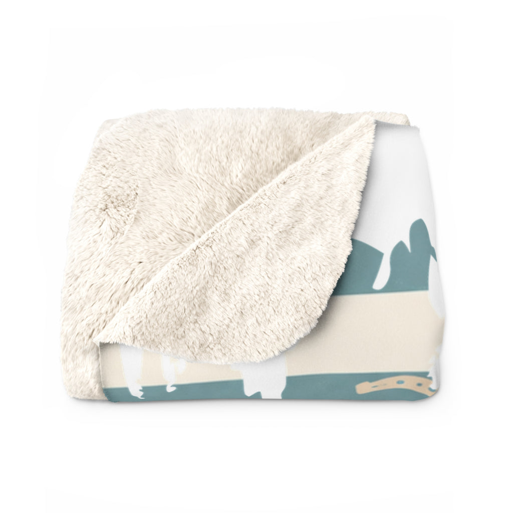Home Sherpa Fleece Blanket — Rustic Horseshoe Striped Cozy Throw